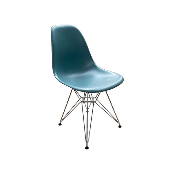 Refurbished Eames Plastic Side Chair RE DSR in Teal