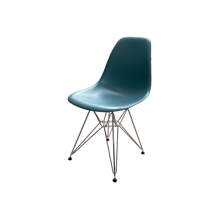 Refurbished Eames Plastic Side Chair RE DSR in Teal