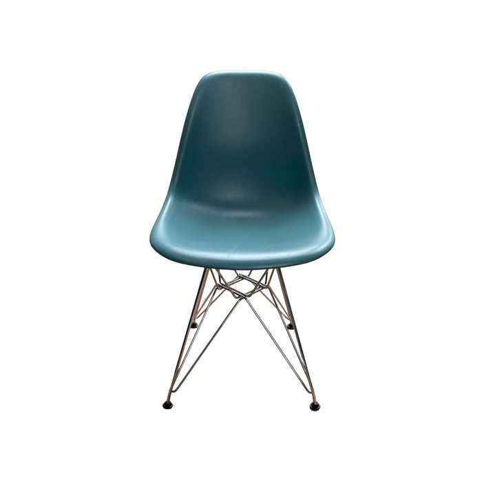 Refurbished Eames Plastic Side Chair RE DSR in Teal