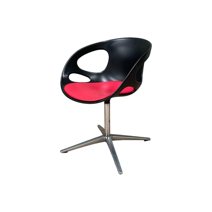 Refurbished Fritz Hansen Rin Dining Swivel Chair in Black & Red