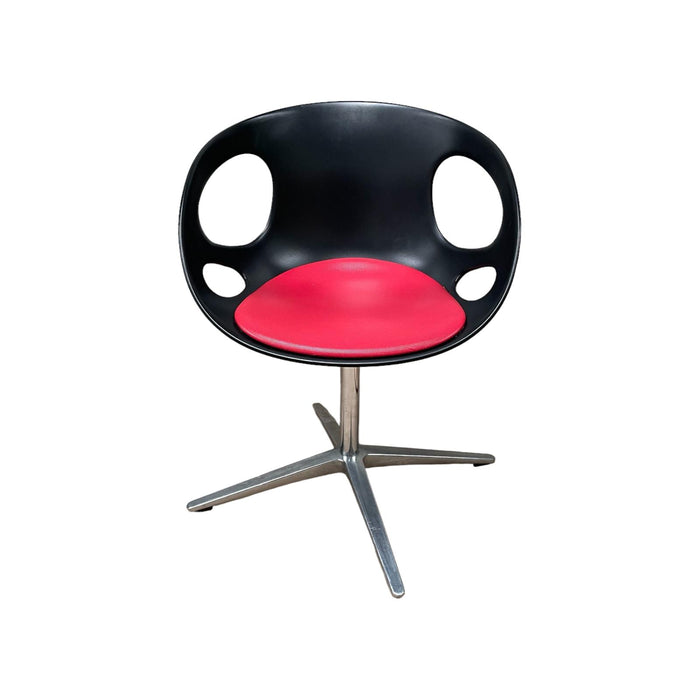 Refurbished Fritz Hansen Rin Dining Swivel Chair in Black & Red