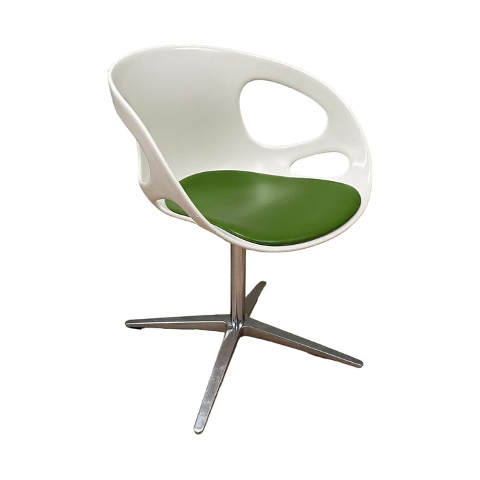 Refurbished Fritz Hansen Rin Dining Swivel Chair in White & Green