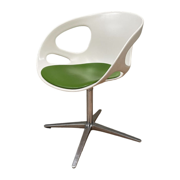 Refurbished Fritz Hansen Rin Dining Swivel Chair in White & Green