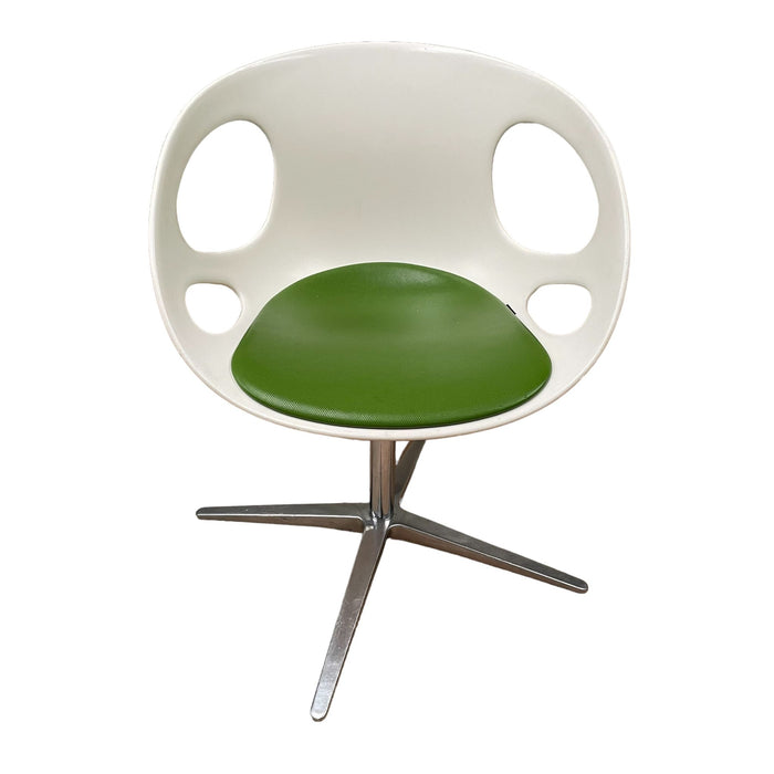 Refurbished Fritz Hansen Rin Dining Swivel Chair in White & Green