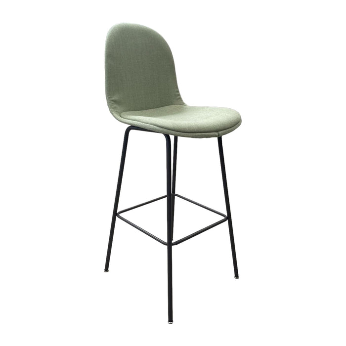 Allermuir green bar stool with black steel frame.