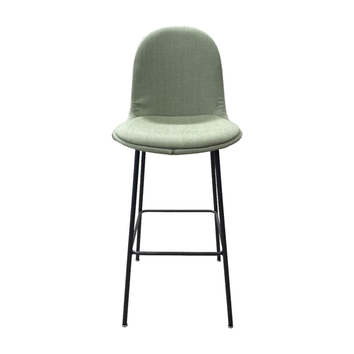 Allermuir green bar stool with black steel frame.