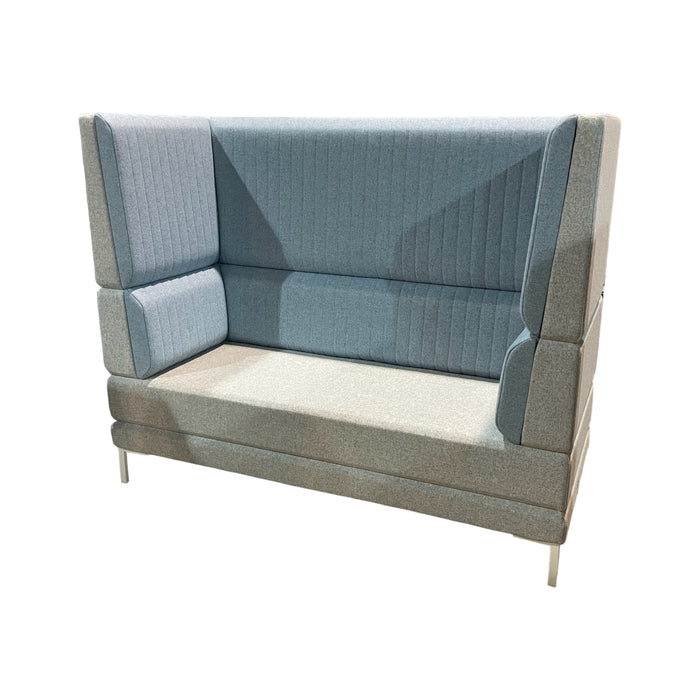 Refurbished HenRay Highback Sofa - Pale Blue Front, Grey Back