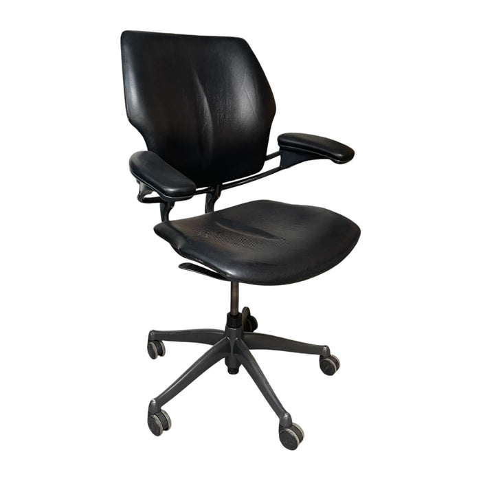 Refurbished Humanscale Freedom Task Chair, in Black Leather