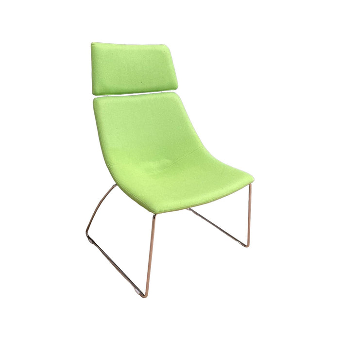 Refurbished Lounge Chair with Headrest in Lime Green