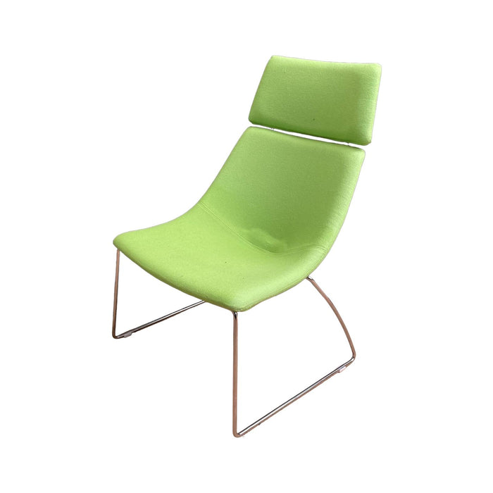 Refurbished Lounge Chair with Headrest in Lime Green