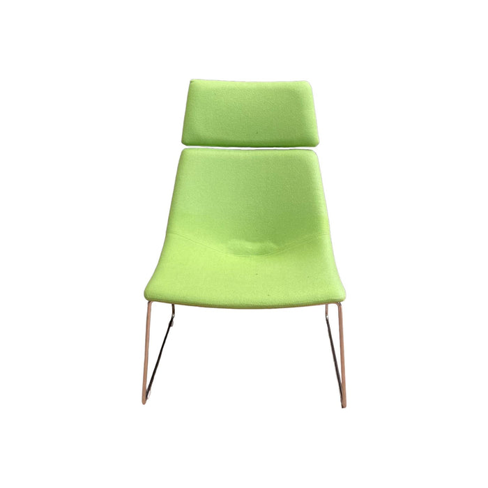 Refurbished Lounge Chair with Headrest in Lime Green