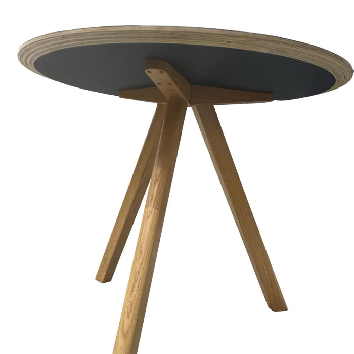 Refurbished Round Wooden Table - Black Top