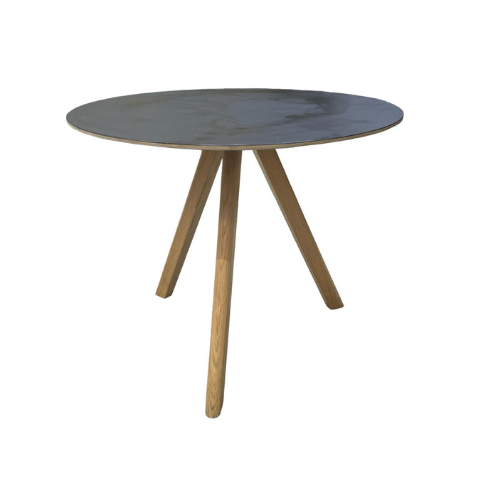 Refurbished Round Wooden Table - Black Top