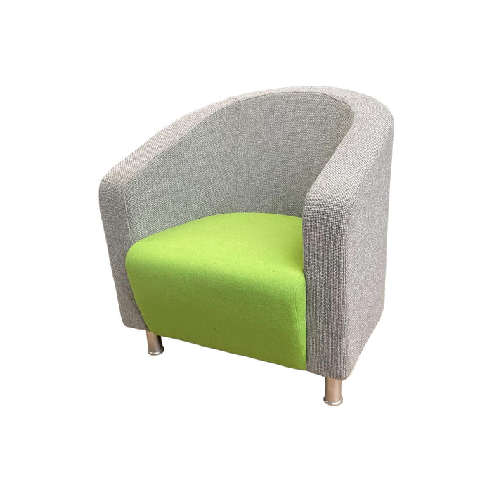 Refurbished Tub Chair in Grey & Lime Green