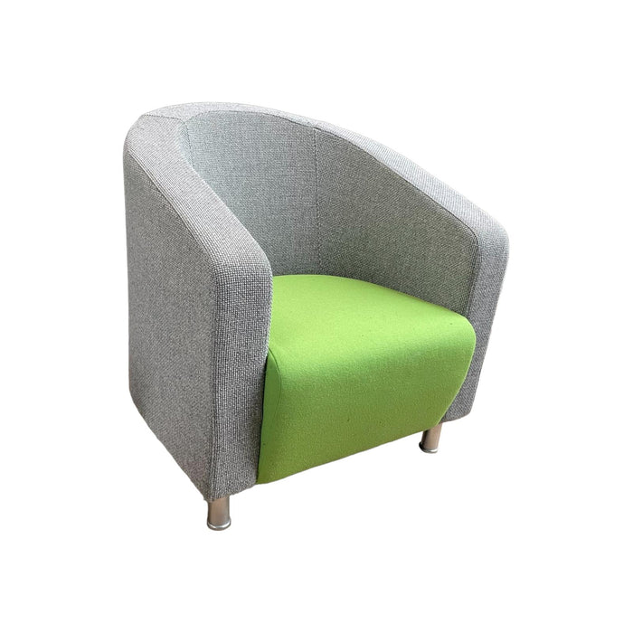 Refurbished Tub Chair in Grey & Lime Green