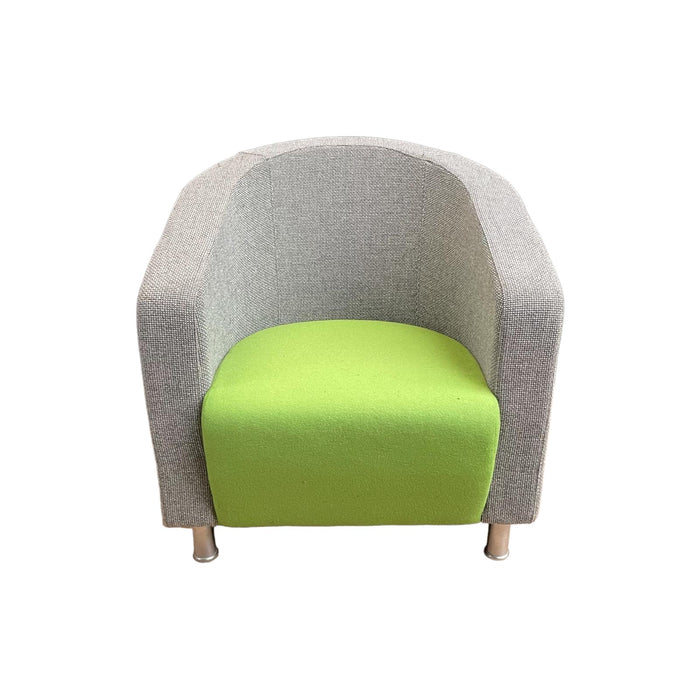 Refurbished Tub Chair in Grey & Lime Green