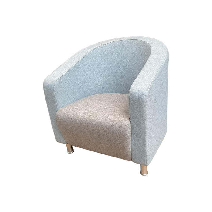 Refurbished Tub Chair in Light Blue & Grey