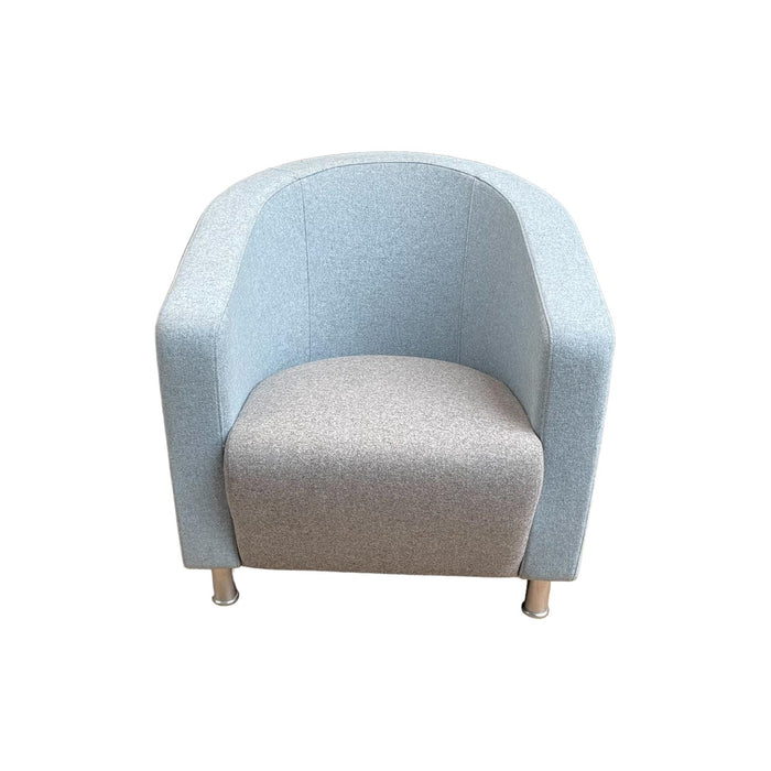 Refurbished Tub Chair in Light Blue & Grey