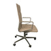 Taupe Walter Knoll office chair with 5 star base and wheels, from the side, showing chrome arms.